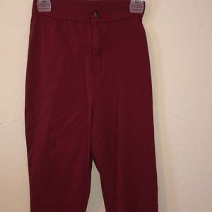 Burgundy High waist stretch pants